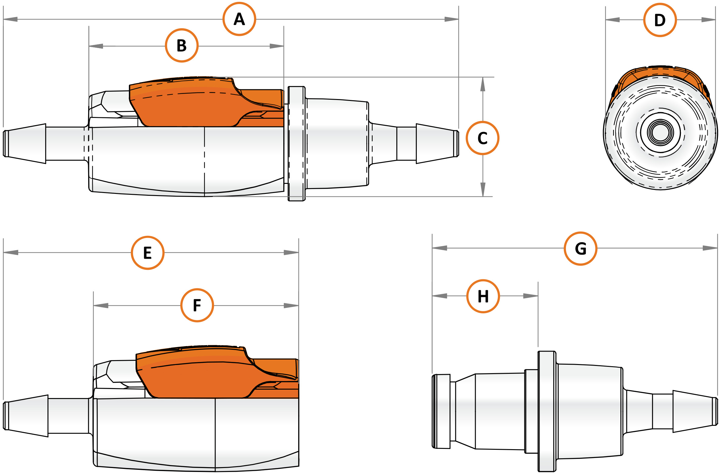 Sliding Latch Quick Couplings Dimensions Micro-V
