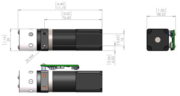 Dimensions P200-O Low-power miniature rotary valve